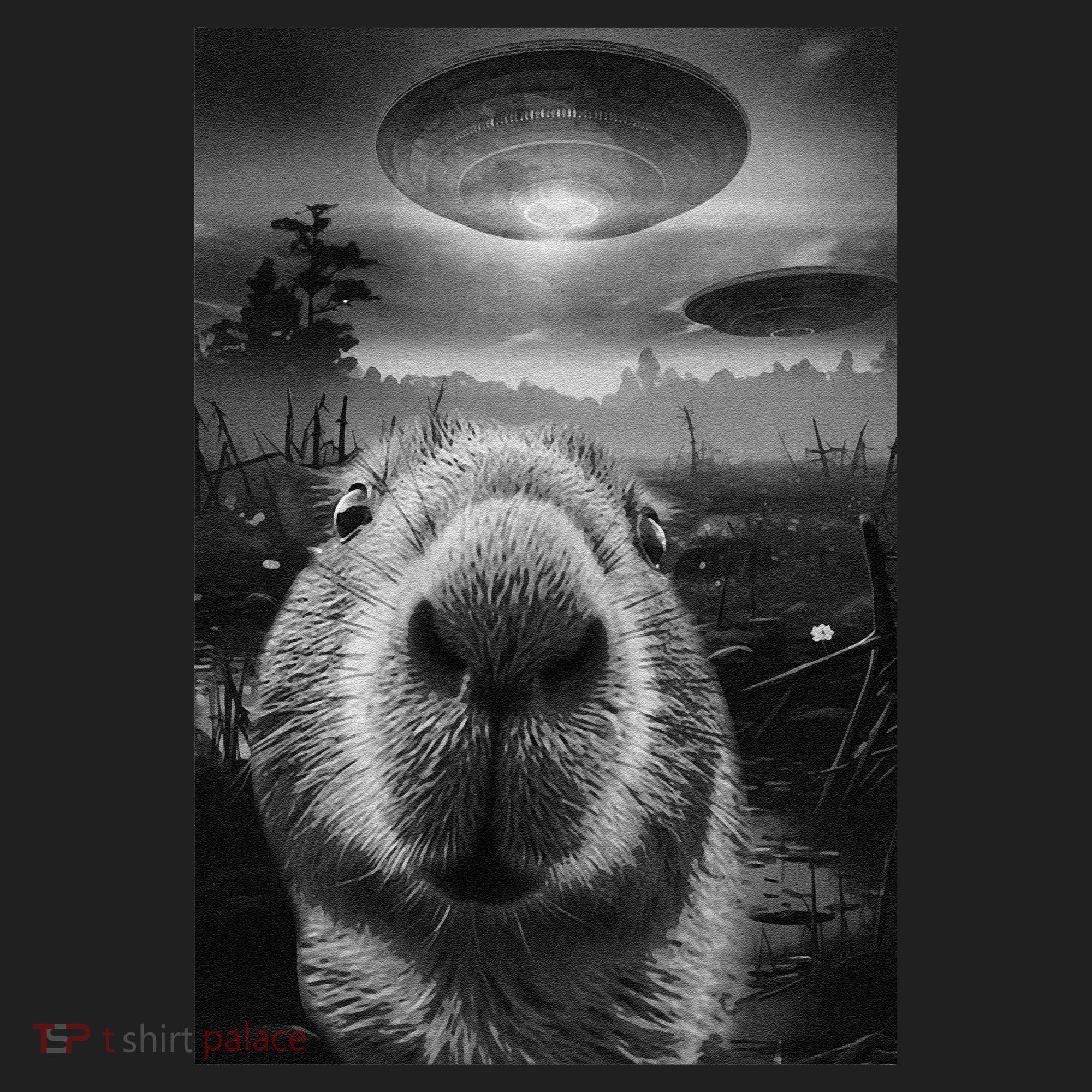 Funny Graphic Capybara Selfie With Ufos Weird Beanie