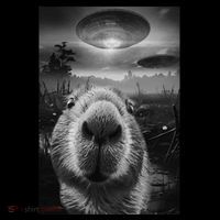 Funny Graphic Capybara Selfie With Ufos Weird Women's Hoodie thumb 2