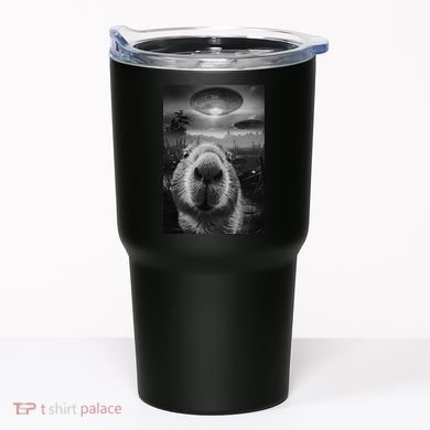 Funny Graphic Capybara Selfie With Ufos Weird Tumbler