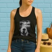 Funny Graphic Capybara Selfie With Ufos Weird Women's Tank Top thumb 2