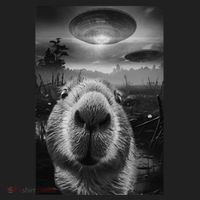 Funny Graphic Capybara Selfie With Ufos Weird Hat thumb 2