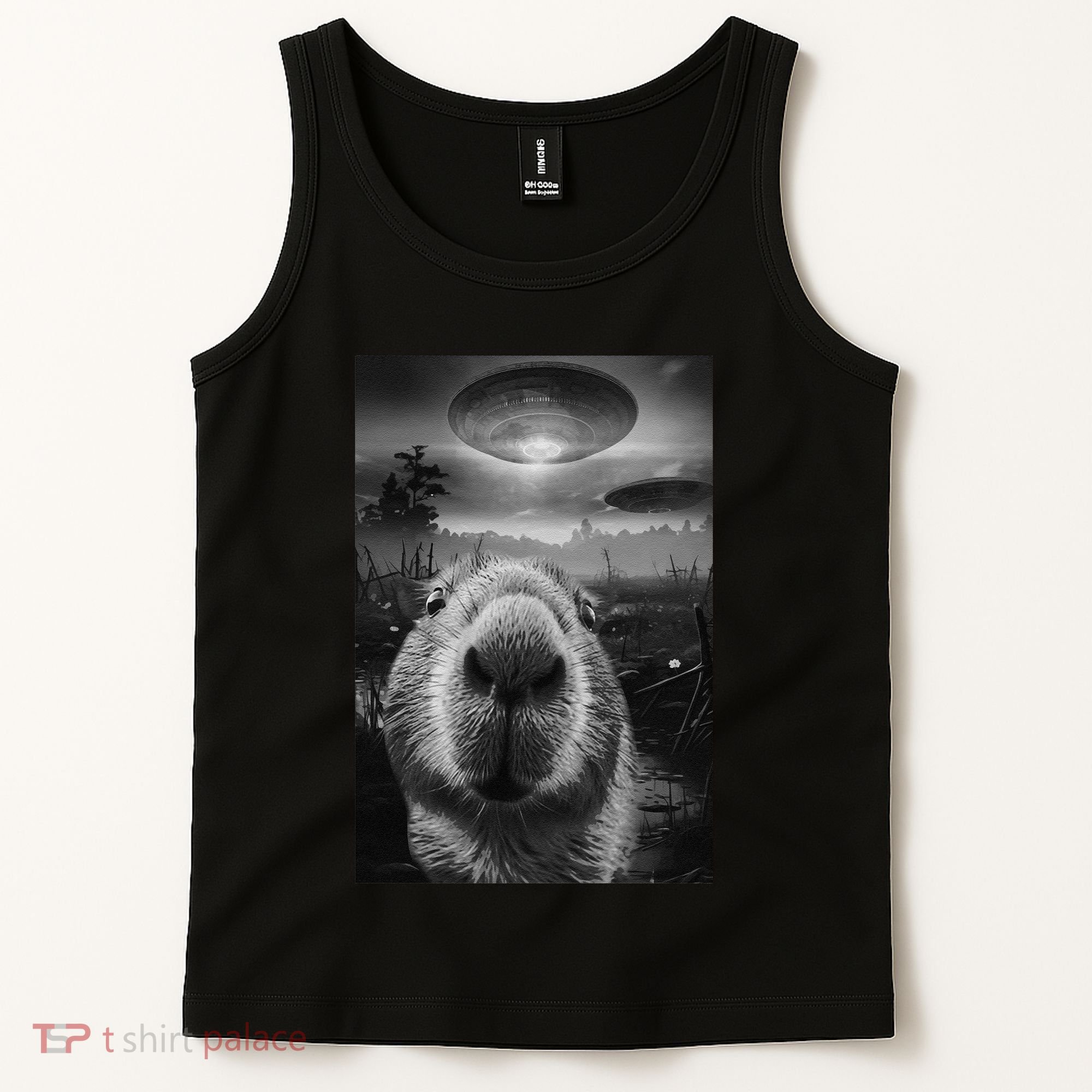 Funny Graphic Capybara Selfie With Ufos Weird Tank Top