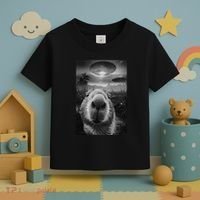 Funny Graphic Capybara Selfie With Ufos Weird Toddler T-Shirt thumb 3