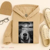 Funny Graphic Capybara Selfie With Ufos Weird Hoodie thumb 4