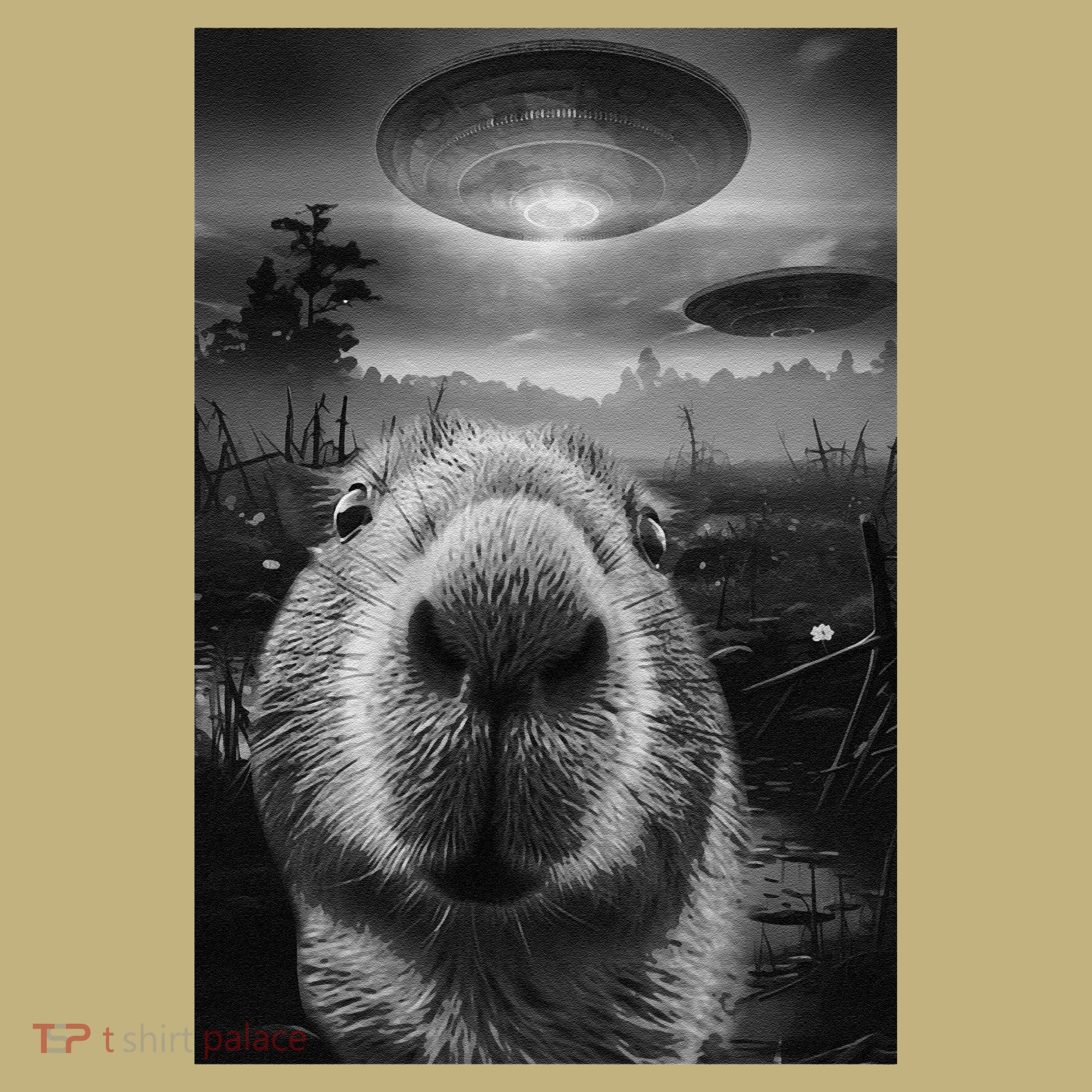 Funny Graphic Capybara Selfie With Ufos Weird Hoodie