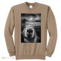 Funny Graphic Capybara Selfie With Ufos Weird Sweatshirt thumb 0