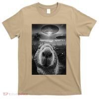 Funny Graphic Capybara Selfie With Ufos Weird T-Shirt thumb 0