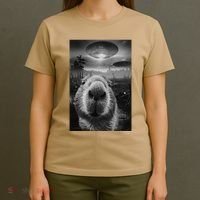 Funny Graphic Capybara Selfie With Ufos Weird T-Shirt thumb 4