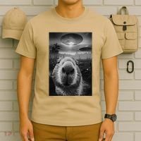 Funny Graphic Capybara Selfie With Ufos Weird T-Shirt thumb 6
