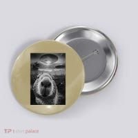 Funny Graphic Capybara Selfie With Ufos Weird Button thumb 0