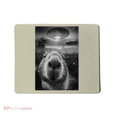 Funny Graphic Capybara Selfie With Ufos Weird Mousepad