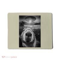 Funny Graphic Capybara Selfie With Ufos Weird Mousepad thumb 0