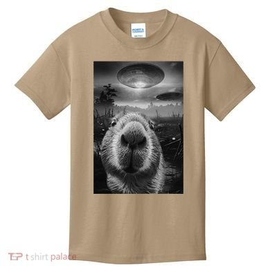 Funny Graphic Capybara Selfie With Ufos Weird Kids T-Shirt