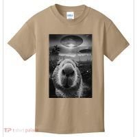 Funny Graphic Capybara Selfie With Ufos Weird Kids T-Shirt thumb 0