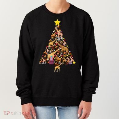 Funny Giraffe Christmas Tree Zookeeper Xmas Women's Sweatshirt