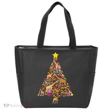 Funny Giraffe Christmas Tree Zookeeper Xmas Tote Bag