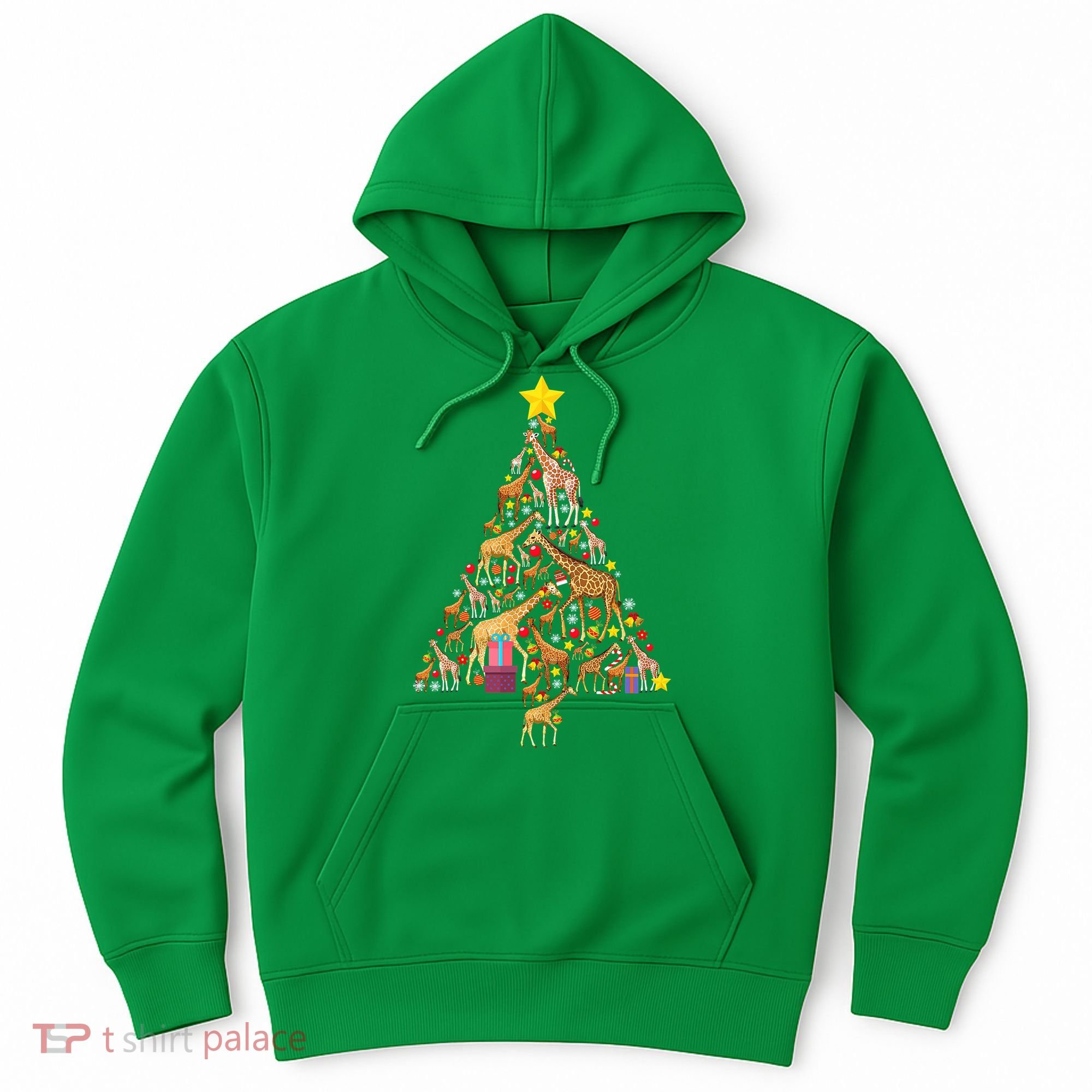 Funny Giraffe Christmas Tree Zookeeper Xmas Hoodie