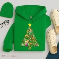 Funny Giraffe Christmas Tree Zookeeper Xmas Hoodie thumb 4