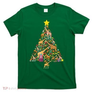 Funny Giraffe Christmas Tree Zookeeper Xmas T-Shirt