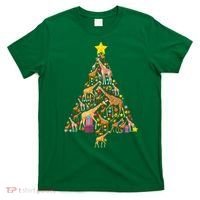 Funny Giraffe Christmas Tree Zookeeper Xmas T-Shirt thumb 0