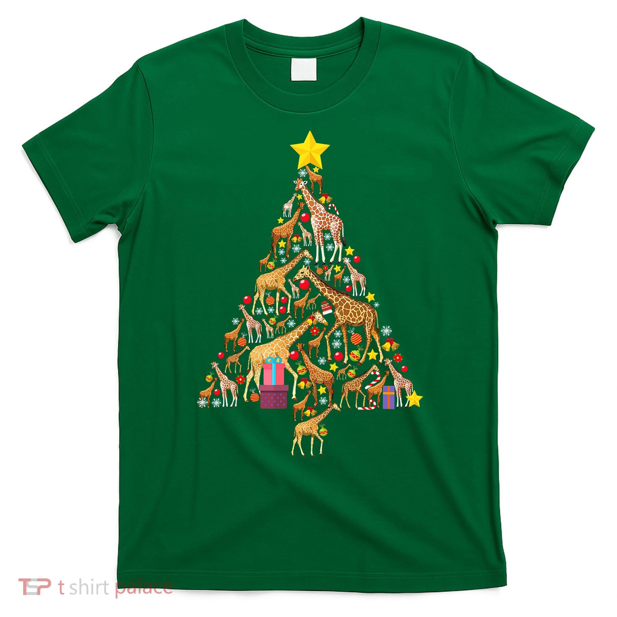 Funny Giraffe Christmas Tree Zookeeper Xmas T-Shirt