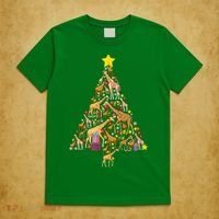 Funny Giraffe Christmas Tree Zookeeper Xmas T-Shirt thumb 5