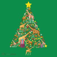 Funny Giraffe Christmas Tree Zookeeper Xmas Button thumb 1