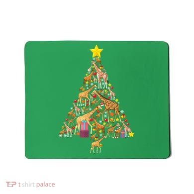 Funny Giraffe Christmas Tree Zookeeper Xmas Mousepad
