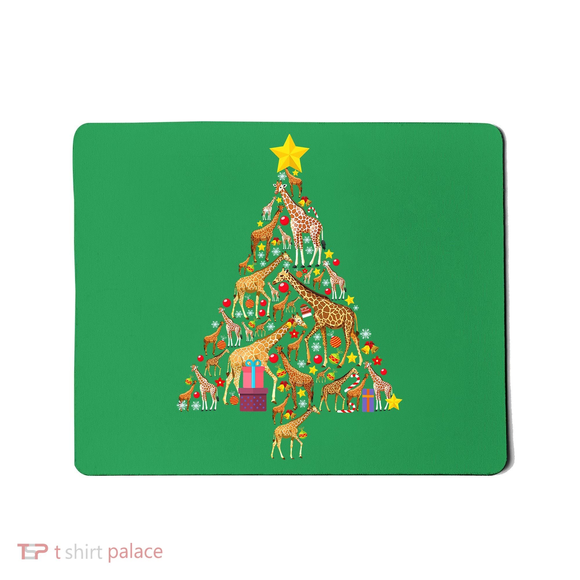 Funny Giraffe Christmas Tree Zookeeper Xmas Mousepad