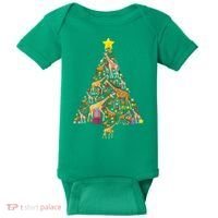 Funny Giraffe Christmas Tree Zookeeper Xmas Baby Bodysuit thumb 0