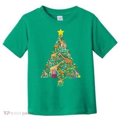 Funny Giraffe Christmas Tree Zookeeper Xmas Toddler T-Shirt