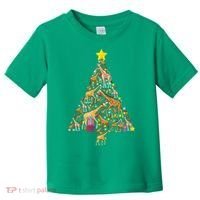 Funny Giraffe Christmas Tree Zookeeper Xmas Toddler T-Shirt thumb 0