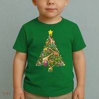 Funny Giraffe Christmas Tree Zookeeper Xmas Toddler T-Shirt thumb 2