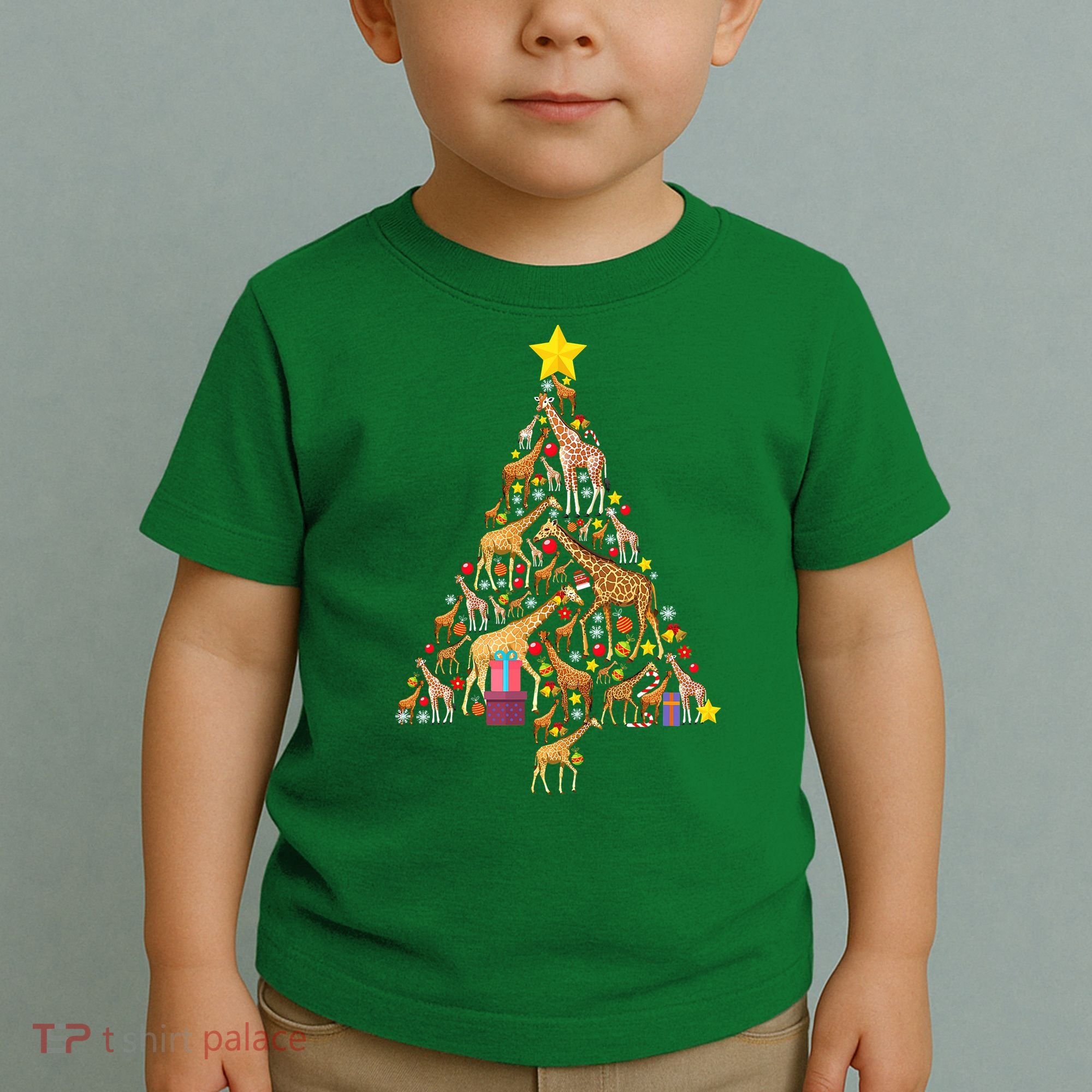 Funny Giraffe Christmas Tree Zookeeper Xmas Toddler T-Shirt