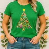 Funny Giraffe Christmas Tree Zookeeper Xmas Women's T-Shirt thumb 2