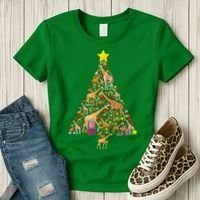 Funny Giraffe Christmas Tree Zookeeper Xmas Women's T-Shirt thumb 3
