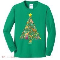 Funny Giraffe Christmas Tree Zookeeper Xmas Kids Long Sleeve Shirt thumb 0