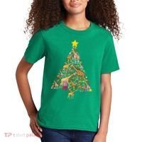 Funny Giraffe Christmas Tree Zookeeper Xmas Kids T-Shirt thumb 2