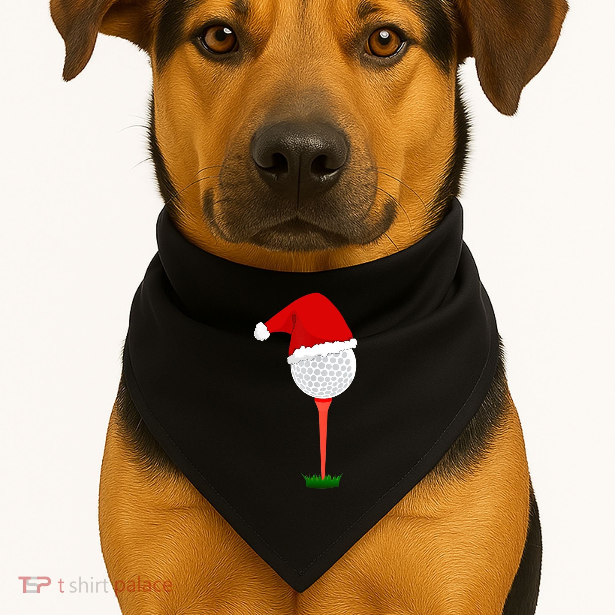 Funny Golfing Christmas Tee Holiday Golf Ball TShirt USA-Made Doggie Bandana