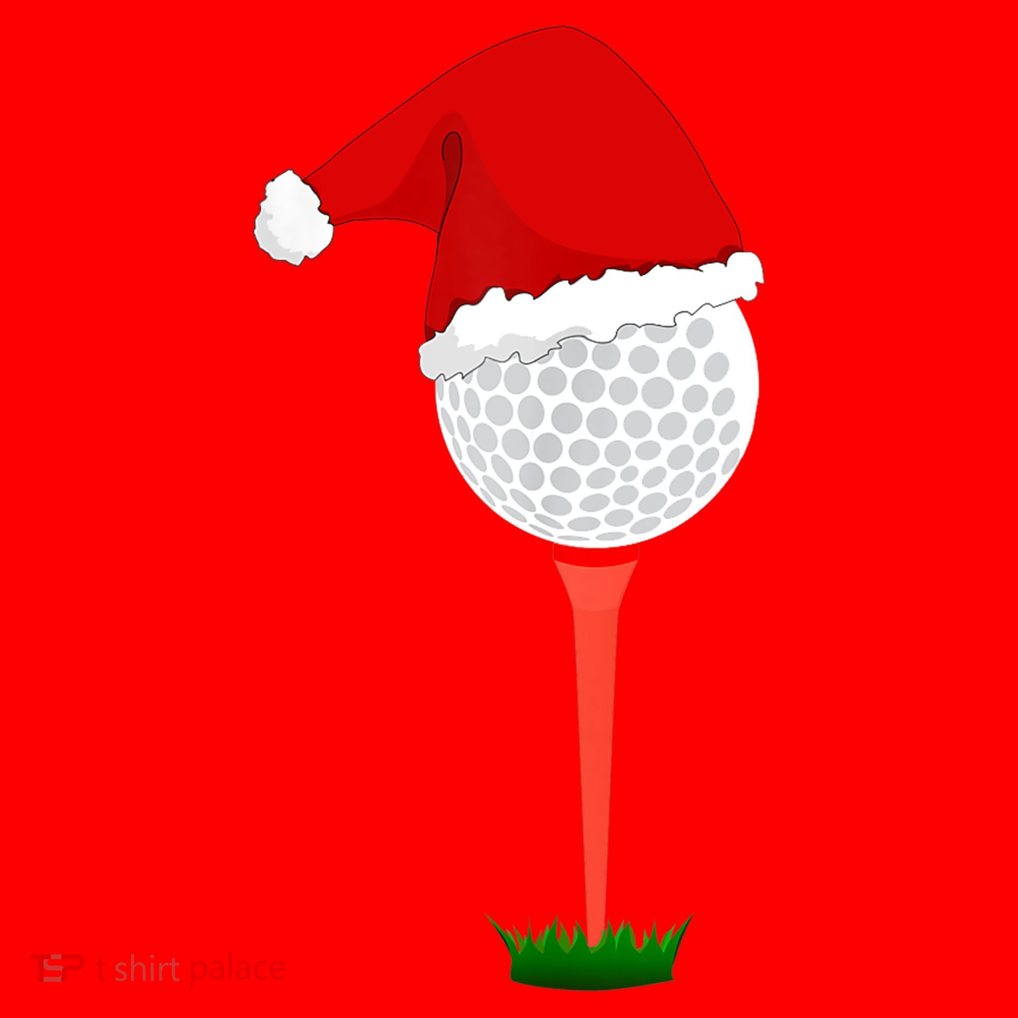 Funny Golfing Christmas Tee Holiday Golf Ball TShirt Santa Hat