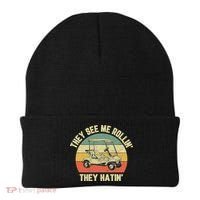 Funny Golf Cart See Me Rollin They Hatin Humor Beanie thumb 0