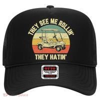 Funny Golf Cart See Me Rollin They Hatin Humor Hat thumb 0