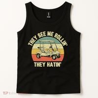 Funny Golf Cart See Me Rollin They Hatin Humor Tank Top thumb 2