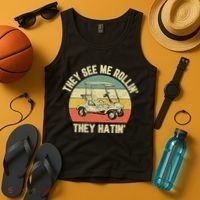 Funny Golf Cart See Me Rollin They Hatin Humor Tank Top thumb 4