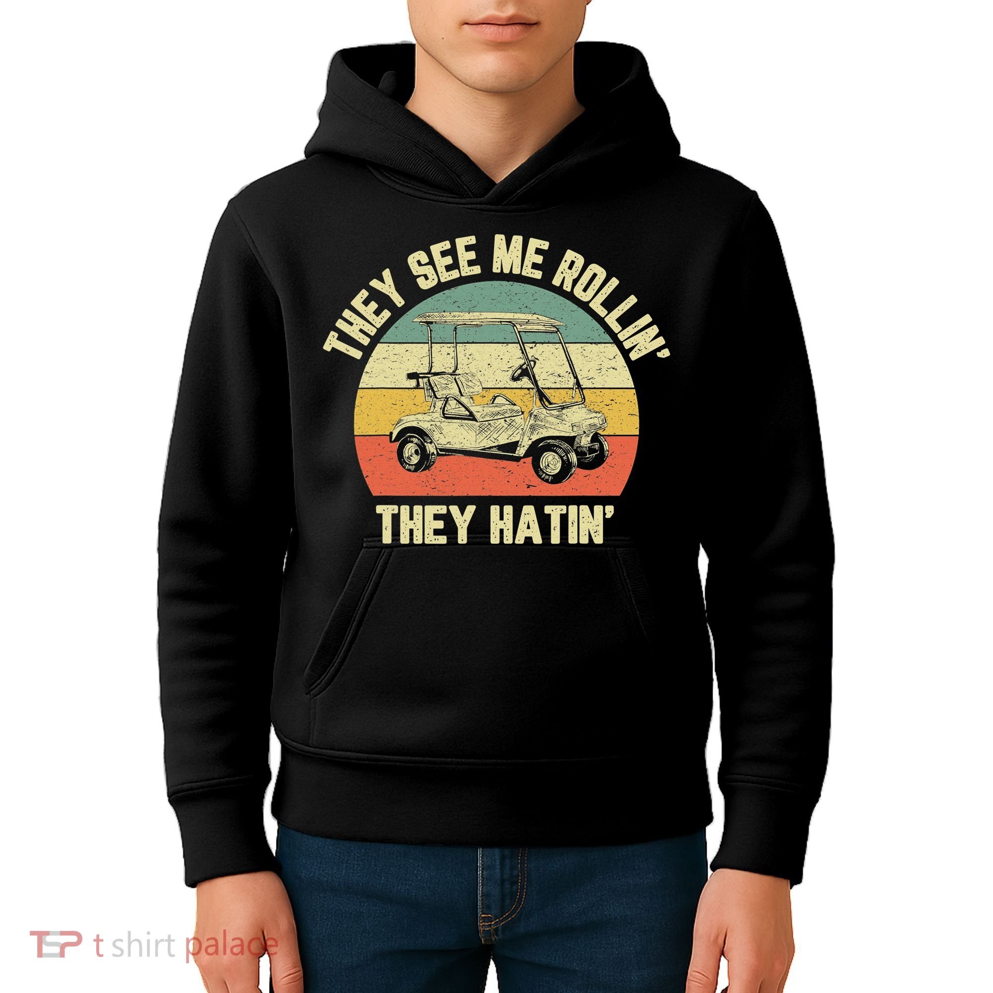 Funny Golf Cart See Me Rollin They Hatin Humor Kids Hoodie