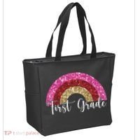 First Grade Cute Rainbow Back To School Tote Bag thumb 2