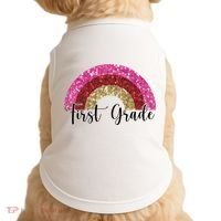 First Grade Cute Rainbow Back To School Doggie Tank thumb 0