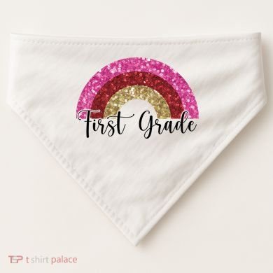 First Grade Cute Rainbow Back To School USA-Made Doggie Bandana