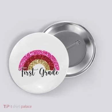 First Grade Cute Rainbow Back To School Button