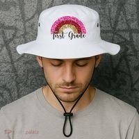 First Grade Cute Rainbow Back To School Bucket Hat thumb 2